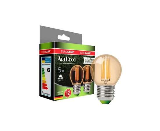 Лампочка Eurolamp LED G45 5W 530 Lm E27 4000K deco 2шт (MLP-LED-G45-05274(Amber))