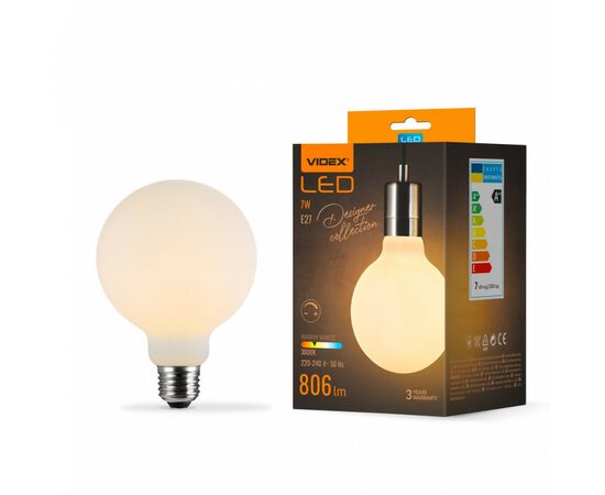 Лампочка Videx Filament 7W E27 3000K Porcelain dimmable (VL-DG80MO)