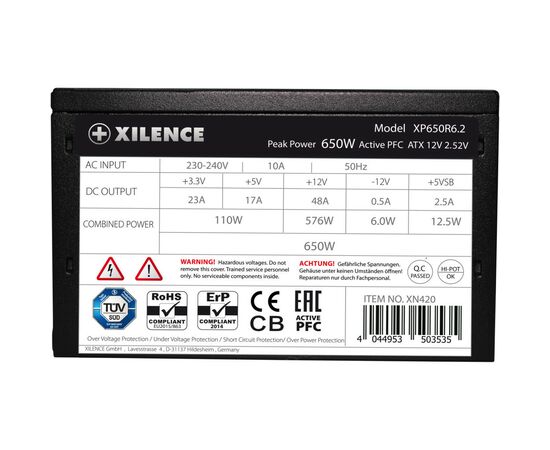 Блок питания Xilence 650W (XQXP650R6.2), изображение 6 Блок питания Xilence 650W (XQXP650R6.2), изображение 6