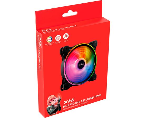 Кулер для корпуса ADATA HURRICANE140ARGBPWM-BKCWW, изображение 6 Кулер для корпуса ADATA HURRICANE140ARGBPWM-BKCWW, изображение 6