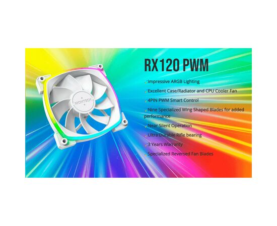 Кулер до корпусу MONTECH RX120 PWM WHITE, зображення 7 Кулер до корпусу MONTECH RX120 PWM WHITE, зображення 7