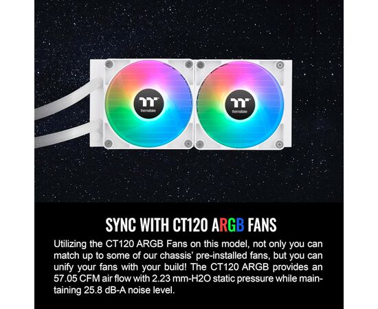 Система водяного охлаждения ThermalTake TH240 V2 ARGB Sync Snow Edition (CL-W364-PL12SW-A), изображение 11 Система водяного охлаждения ThermalTake TH240 V2 ARGB Sync Snow Edition (CL-W364-PL12SW-A), изображение 11