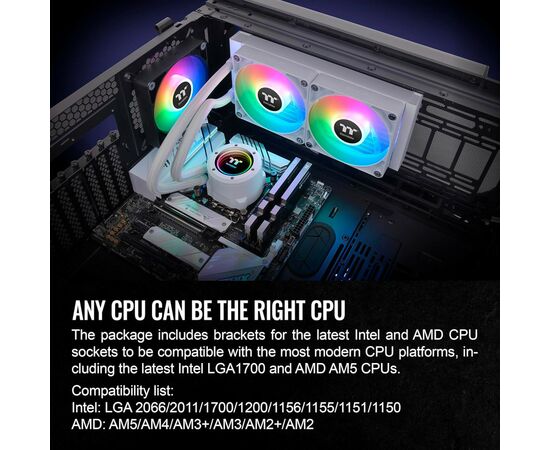 Система водяного охлаждения ThermalTake TH240 V2 ARGB Sync Snow Edition (CL-W364-PL12SW-A), изображение 12 Система водяного охлаждения ThermalTake TH240 V2 ARGB Sync Snow Edition (CL-W364-PL12SW-A), изображение 12
