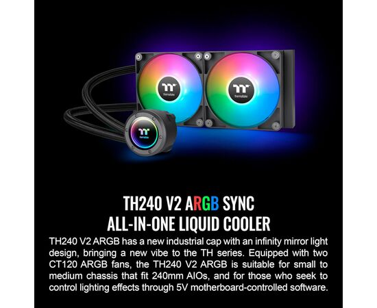 Система водяного охлаждения ThermalTake TH240 V2 ARGB Sync (CL-W361-PL12SW-A), изображение 8 Система водяного охлаждения ThermalTake TH240 V2 ARGB Sync (CL-W361-PL12SW-A), изображение 8