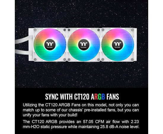 Система водяного охлаждения ThermalTake TH360 V2 ARGB Sync Snow Edition (CL-W365-PL12SW), изображение 9 Система водяного охлаждения ThermalTake TH360 V2 ARGB Sync Snow Edition (CL-W365-PL12SW), изображение 9