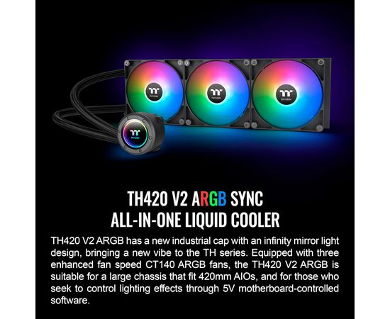 Система водяного охлаждения ThermalTake TH420 ARGB Sync (CL-W376-PL14SW-A), изображение 7 Система водяного охлаждения ThermalTake TH420 ARGB Sync (CL-W376-PL14SW-A), изображение 7