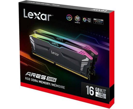 Модуль памяти для компьютера DDR4 32GB (2x16GB) 3600 MHz Ares RGB Black Lexar (LD4BU016G-R3600GDLA), изображение 5 Модуль памяти для компьютера DDR4 32GB (2x16GB) 3600 MHz Ares RGB Black Lexar (LD4BU016G-R3600GDLA), изображение 5