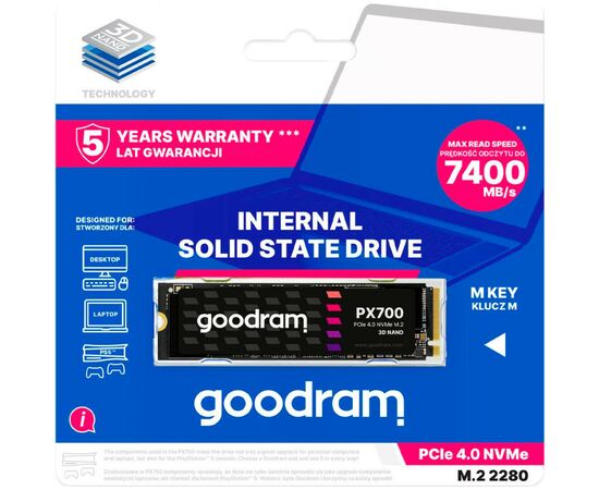 Накопитель SSD M.2 2280 2TB Goodram (SSDPR-PX700-02T-80), изображение 4 Накопитель SSD M.2 2280 2TB Goodram (SSDPR-PX700-02T-80), изображение 4