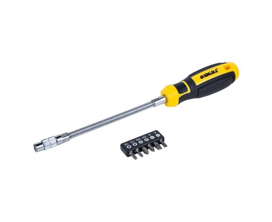 Отвертка Sigma Mega с гибким валом + биты 6шт CrV (4009721)