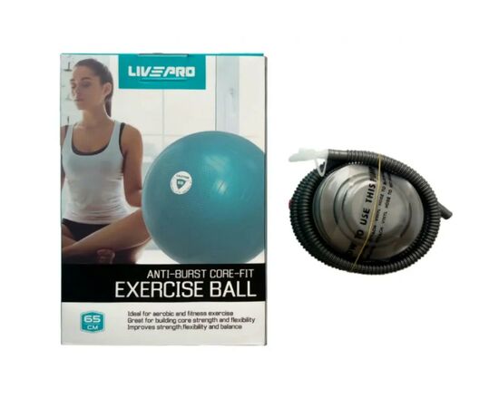 Мяч для фитнеса LivePro Anti-burst Core-fit Exercise Ball LP8201-65 синій Уні 65см (6951376102628), изображение 2 Мяч для фитнеса LivePro Anti-burst Core-fit Exercise Ball LP8201-65 синій Уні 65см (6951376102628), изображение 2