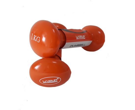 Гантельный набор LiveUp Vinyl Dumbbell Egg Head вінілові помаранчеві 2х1кг LS2001-1 (6951376138221)