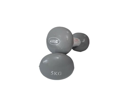 Гантельный набор LiveUp Vinyl Dumbbell Egg Head вінілові сірі 2х5кг LS2001-5 (6951376138252)