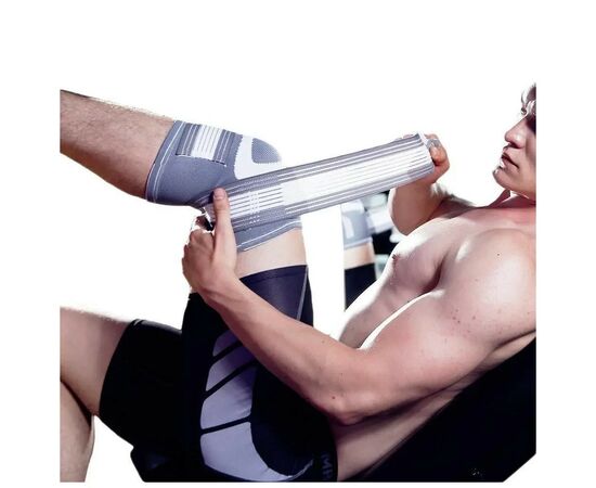 Фиксатор колена LiveUp Knee Support LS5676-S сірий, білий Уні S (6951376182316), изображение 4 Фиксатор колена LiveUp Knee Support LS5676-S сірий, білий Уні S (6951376182316), изображение 4
