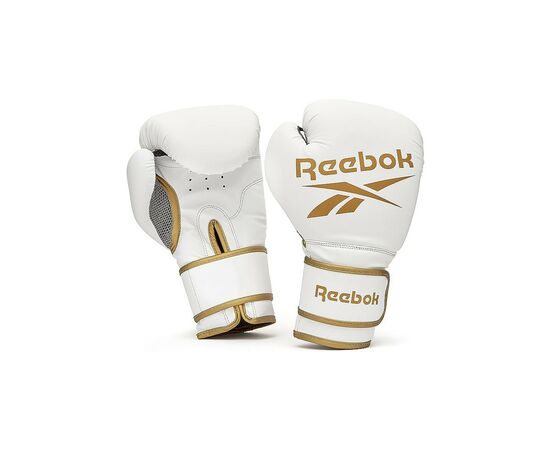 Боксерські рукавички Reebok Boxing Gloves білий, золото RSCB-12010GD 14 унцій (885652021234), зображення 5 Боксерські рукавички Reebok Boxing Gloves білий, золото RSCB-12010GD 14 унцій (885652021234), зображення 5
