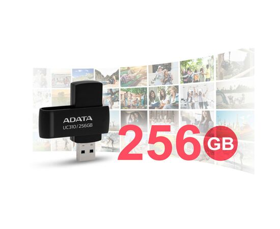 USB флеш накопитель ADATA 256GB UC310 Black USB 3.0 (UC310-256G-RBK), изображение 7 USB флеш накопитель ADATA 256GB UC310 Black USB 3.0 (UC310-256G-RBK), изображение 7