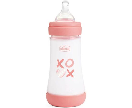 Бутылочка для кормления Chicco Perfect 5 Love с силиконовой соской 2+ мес. 240 мл Розовая (20223.11.40)