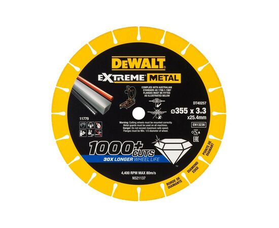 Круг відрізний DeWALT алмазний по металу 355x3.3x25.4 мм (DT40257)