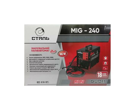 Зварювальний апарат СТАЛЬ MIG-240 (111270), зображення 3