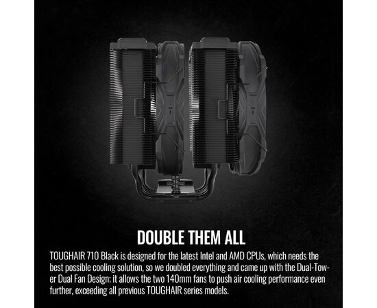 Кулер до процесора ThermalTake TOUGHAIR 710 Black (7 CL-P117-CA14BL-A), зображення 10 Кулер до процесора ThermalTake TOUGHAIR 710 Black (7 CL-P117-CA14BL-A), зображення 10
