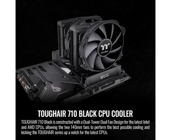 Кулер до процесора ThermalTake TOUGHAIR 710 Black (7 CL-P117-CA14BL-A), зображення 9 Кулер до процесора ThermalTake TOUGHAIR 710 Black (7 CL-P117-CA14BL-A), зображення 9
