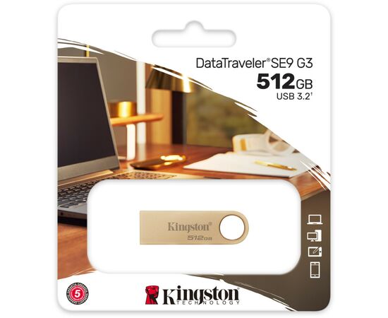 USB флеш накопитель Kingston 512GB DataTraveler SE9 G3 Gold USB 3.2 (DTSE9G3/512GB), изображение 5 USB флеш накопитель Kingston 512GB DataTraveler SE9 G3 Gold USB 3.2 (DTSE9G3/512GB), изображение 5