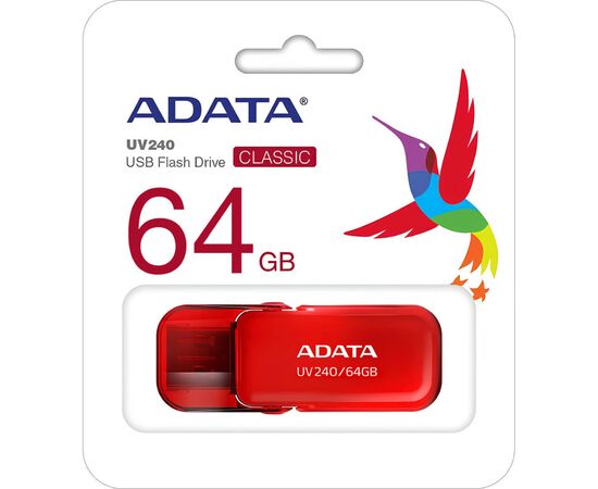 USB флеш накопитель ADATA 64GB AUV 240 Red USB 2.0 (AUV240-64G-RRD), изображение 3 USB флеш накопитель ADATA 64GB AUV 240 Red USB 2.0 (AUV240-64G-RRD), изображение 3