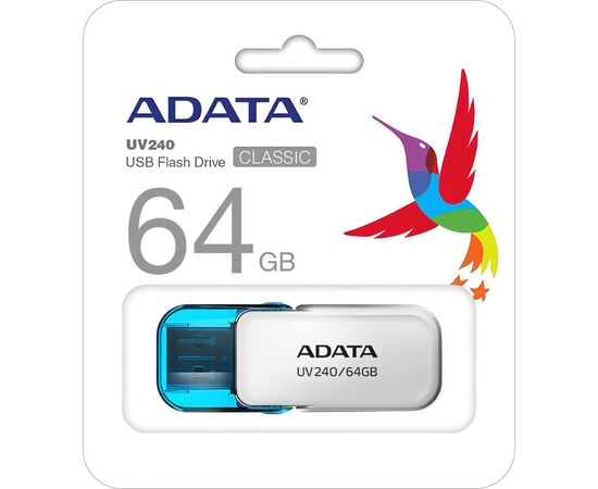 USB флеш накопитель ADATA 64GB AUV 240 White USB 2.0 (AUV240-64G-RWH), изображение 3 USB флеш накопитель ADATA 64GB AUV 240 White USB 2.0 (AUV240-64G-RWH), изображение 3