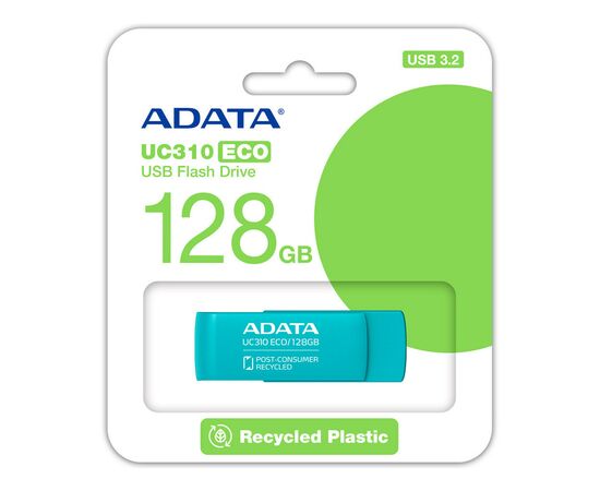 USB флеш накопитель ADATA 128GB UC310 Eco Green USB 3.2 (UC310E-128G-RGN), изображение 4 USB флеш накопитель ADATA 128GB UC310 Eco Green USB 3.2 (UC310E-128G-RGN), изображение 4