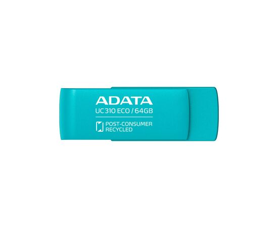 USB флеш накопитель ADATA 64GB UC310 Eco Green USB 3.2 (UC310E-64G-RGN), изображение 2 USB флеш накопитель ADATA 64GB UC310 Eco Green USB 3.2 (UC310E-64G-RGN), изображение 2