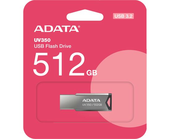 USB флеш накопитель ADATA 512GB UV350 Metallic USB 3.2 (AUV350-512G-RBK), изображение 4 USB флеш накопитель ADATA 512GB UV350 Metallic USB 3.2 (AUV350-512G-RBK), изображение 4
