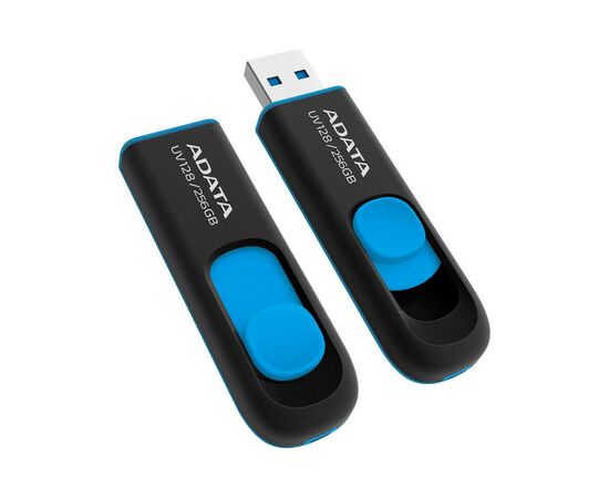 USB флеш накопитель ADATA 256GB UV128 Black/Blue USB 3.2 (AUV128-256G-RBE), изображение 3 USB флеш накопитель ADATA 256GB UV128 Black/Blue USB 3.2 (AUV128-256G-RBE), изображение 3