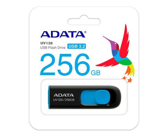 USB флеш накопитель ADATA 256GB UV128 Black/Blue USB 3.2 (AUV128-256G-RBE), изображение 4 USB флеш накопитель ADATA 256GB UV128 Black/Blue USB 3.2 (AUV128-256G-RBE), изображение 4