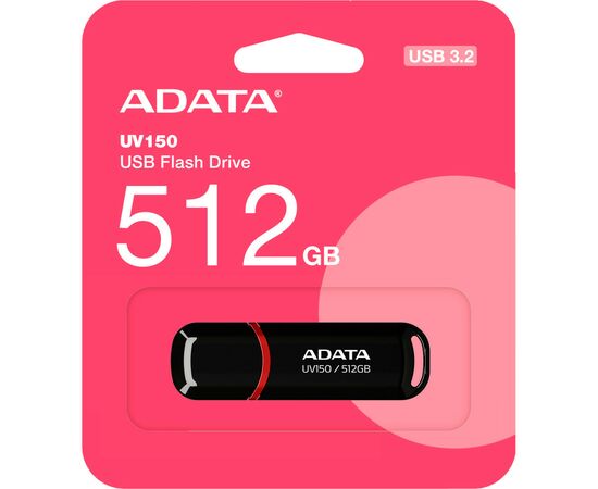 USB флеш накопитель ADATA 512GB UV150 Black USB 3.2 (AUV150-512G-RBK), изображение 2 USB флеш накопитель ADATA 512GB UV150 Black USB 3.2 (AUV150-512G-RBK), изображение 2