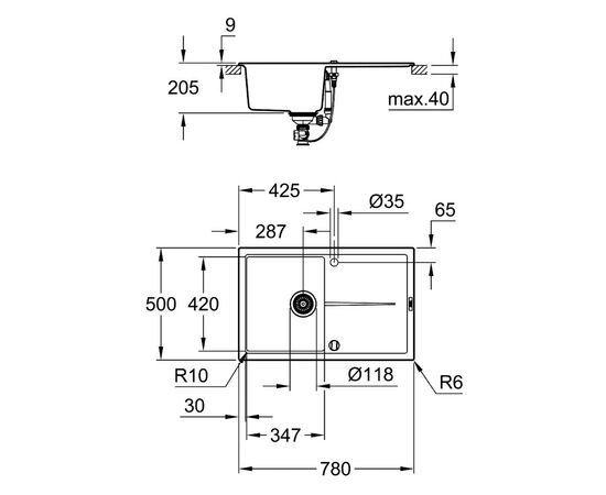 Мойка кухонная Grohe K400 (31639AT0), изображение 3 Мойка кухонная Grohe K400 (31639AT0), изображение 3
