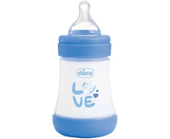 Пляшечка для годування Chicco Perfect 5 Love із силіконовою соскою 0+ міс. 150 мл Блакитна (20211.21.40)