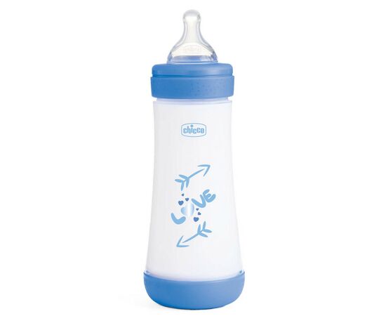 Пляшечка для годування Chicco Perfect 5 Love із силіконовою соскою 4+ міс. 300 мл Синя (20235.21.40)