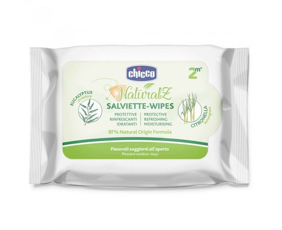 Детские влажные салфетки Chicco Naturalz, 20 шт, защитные и освежающие (11599.00)