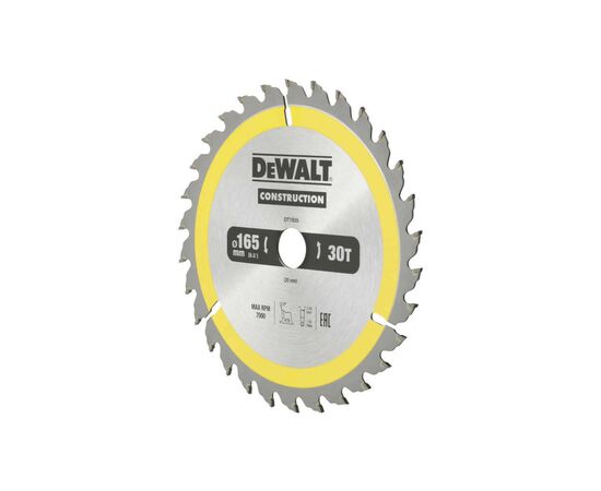 Круг отрезной DeWALT CONSTRUCTION, 165х20 мм, 30z (ATB), 10 гр. (DT1935)