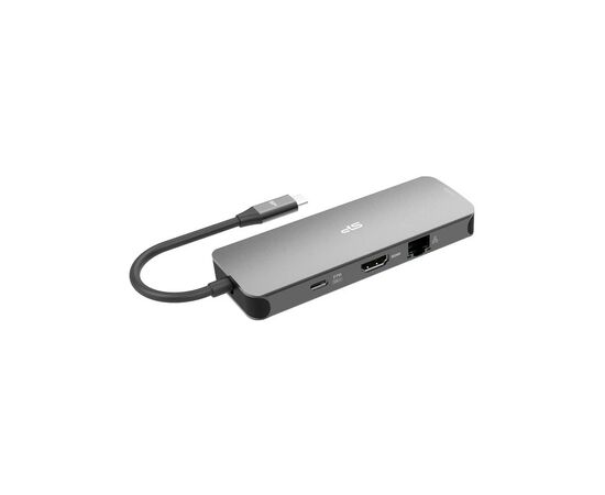 Концентратор Silicon Power USB-C 8-in-1 SR30 Silver Aluminum (SPU3C08DOCSR300G), изображение 2 Концентратор Silicon Power USB-C 8-in-1 SR30 Silver Aluminum (SPU3C08DOCSR300G), изображение 2