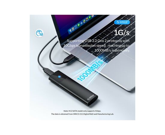 Карман внешний Orico USB3.2 Gen2 USB-C M.2 NVMe/NGFF(SATA) Dual Protocol SSD (HC380503), изображение 3 Карман внешний Orico USB3.2 Gen2 USB-C M.2 NVMe/NGFF(SATA) Dual Protocol SSD (HC380503), изображение 3