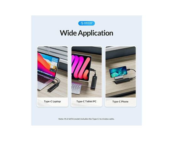 Карман внешний Orico USB3.2 Gen2 USB-C M.2 NVMe/NGFF(SATA) Dual Protocol SSD (HC380503), изображение 6 Карман внешний Orico USB3.2 Gen2 USB-C M.2 NVMe/NGFF(SATA) Dual Protocol SSD (HC380503), изображение 6