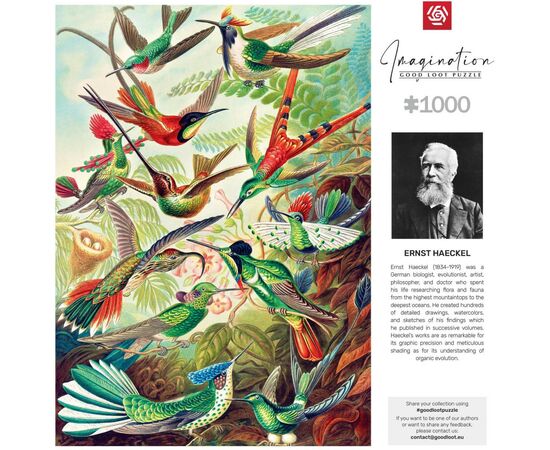 Пазл GoodLoot Imagination: Ernst Haeckel Hummingbirds/Kolibry 1000 элементов (5908305246794), изображение 5 Пазл GoodLoot Imagination: Ernst Haeckel Hummingbirds/Kolibry 1000 элементов (5908305246794), изображение 5