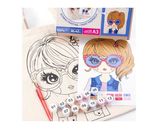 Набор для творчества Rosa Talent раскраска-экосумка, Cute GIRL А3 38х42см (4823098541257), изображение 3 Набор для творчества Rosa Talent раскраска-экосумка, Cute GIRL А3 38х42см (4823098541257), изображение 3