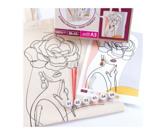 Набор для творчества Rosa Talent раскраска-экосумка, Floral Girl А3 38х42см (4823098541202), изображение 3 Набор для творчества Rosa Talent раскраска-экосумка, Floral Girl А3 38х42см (4823098541202), изображение 3