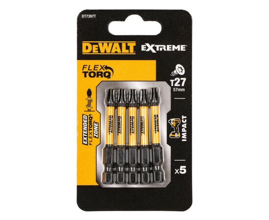 Набор бит DeWALT IMPACT TORSION, ударные, Torx, Т27, L=57 мм, 5 шт (DT7397T)