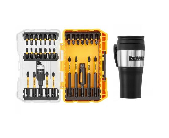 Набор бит DeWALT Phillips,Pozidriv,Torx,Slotted,L= 25,57, 85 мм, 32 шт, ToughCase, термокружка (DT70736TM_1)