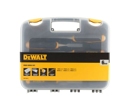 Стамеска DeWALT 6 шт 6,13,19,25,32,38 мм, кейс (DWHT16852-9), изображение 3 Стамеска DeWALT 6 шт 6,13,19,25,32,38 мм, кейс (DWHT16852-9), изображение 3
