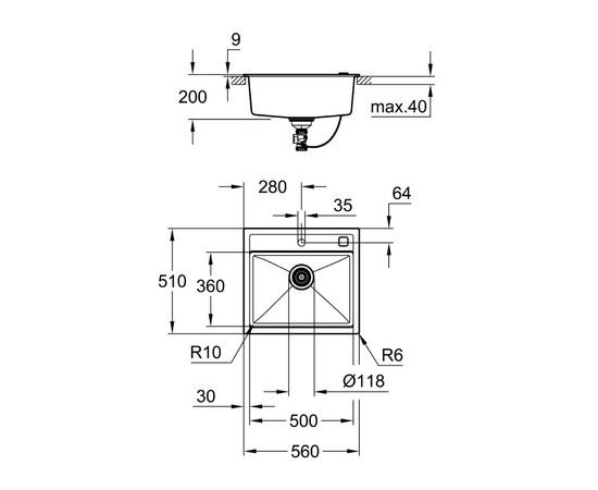 Мойка кухонная Grohe K700 (31651AT0), изображение 4 Мойка кухонная Grohe K700 (31651AT0), изображение 4