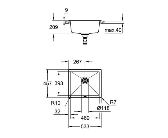 Мойка кухонная Grohe K700U (31654AT0), изображение 3 Мойка кухонная Grohe K700U (31654AT0), изображение 3