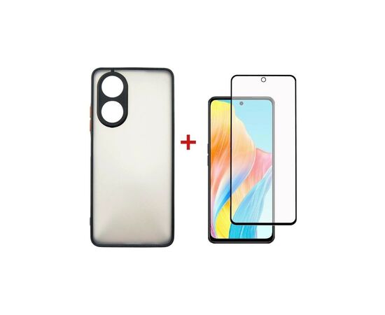 Чехол для мобильного телефона Dengos Kit for OPPO A58 4G case + glass (Black) (DG-KM-36)